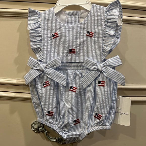 Starting Out Other - Starting Out Flutter Sleeve Flag Romper